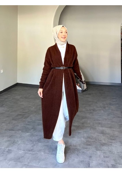 Selin Uzun Kemerli Oversize Triko Yünlü Hırka fiyatları