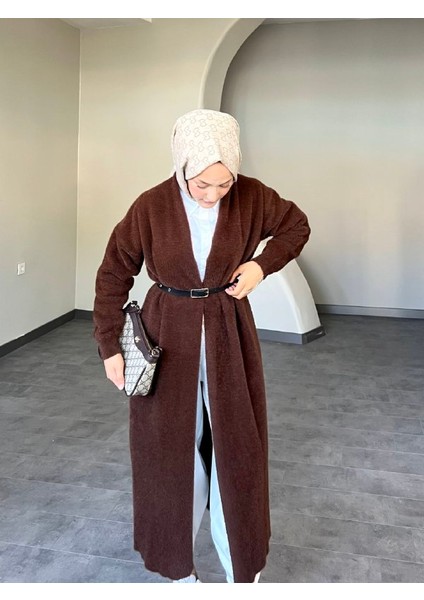 Selin Uzun Kemerli Oversize Triko Yünlü Hırka modelleri