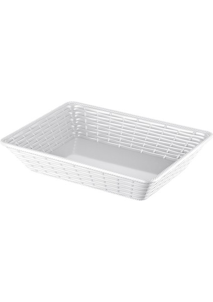14037.CW - Hena Krem Beyaz Ekmek Sepeti 37X27 Cm, Thermoset Melamin