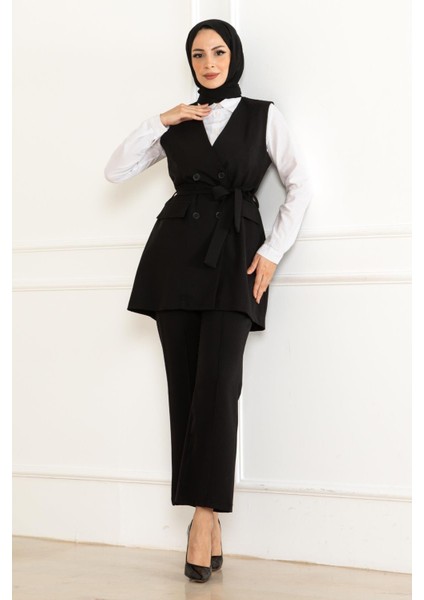 Kemer Detaylı Ikili Takım Siyah 19232