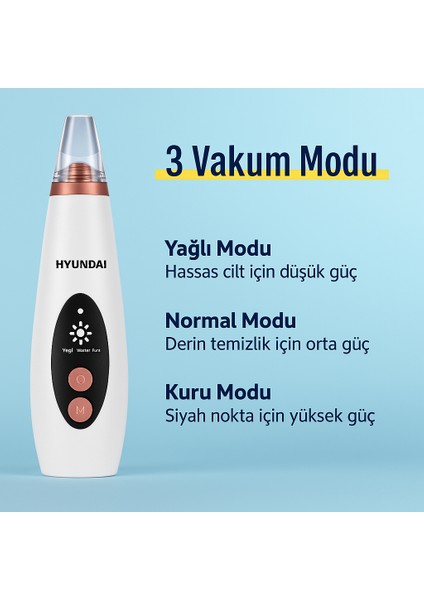Hyundai Vakumlu Siyah Nokta Temizleyici – 6 Başlık, Güçlü Vakum, Şarjlı modelleri