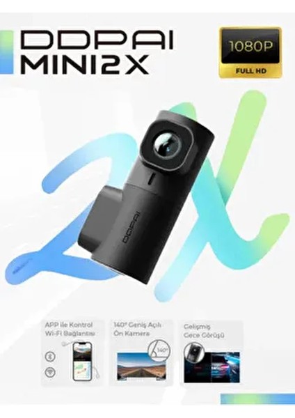 MINI2X 360 Derece Araç İçi Kamera 1440P Park Kamerası ile Geniş Görüş Açısı