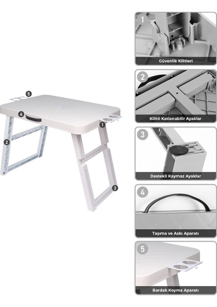 Büyük Boy Katlanabilir Taşıma Kulplu Portatif Plastik Kamp ve Balkon Sehpası ( 68X48X55 cm ) fiyatları