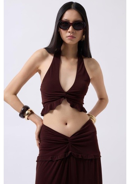 Düğüm Detay Fırfırlı Crop