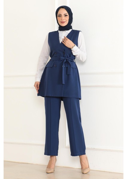 Kemer Detaylı Ikili Takım Indigo 19232