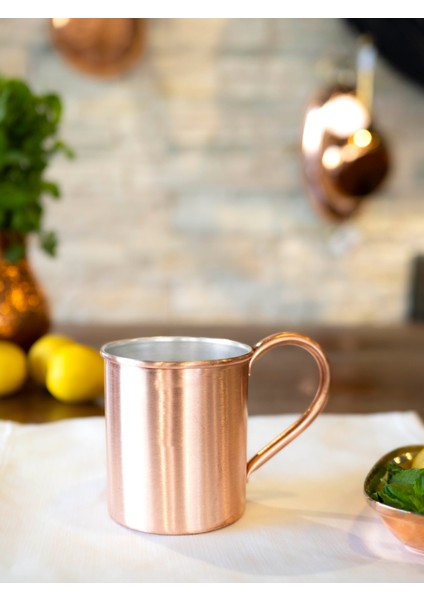 Bakır Kupa Bardak Düz Model (Mat Bakır Renk 500 ml)
