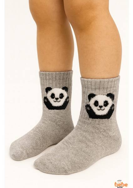 Sevimli Panda Figürlü Çocuk Çorap Pamuklu Günlük ve Okul Çorabı Kız ve Erkek Çocuk Panda Çorap