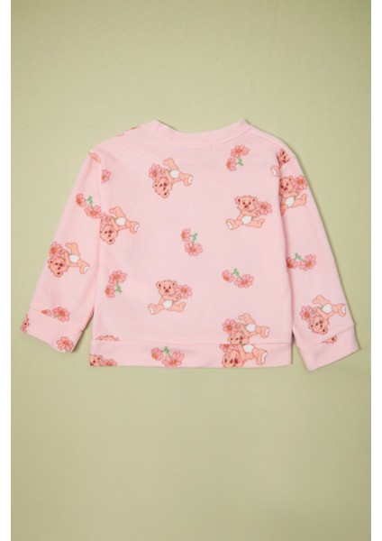 Ayıcık Desenli Bisiklet Yaka Polar Unisex Çocuk Pijama Takımı modelleri