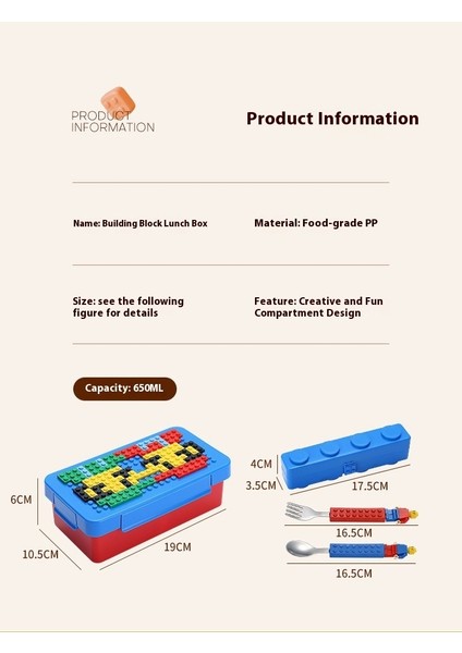 Piksel Bloklarını Bir Araya Getirmek Eğlenceli Öğle Yemeği Kutusu Mikrodalgada Kullanılabilir (Yurt Dışından) modelleri
