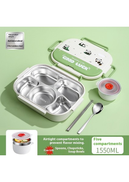 Öğrenci Bölmeli Yemek Tepsisi 316 Paslanmaz Çelik Büyük Kapasiteli Yalıtımlı Yemek Kutusu (Yurt Dışından)