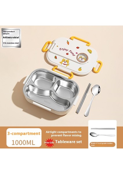 Öğrenci Bölmeli Yemek Tepsisi 316 Paslanmaz Çelik Büyük Kapasiteli Yalıtımlı Yemek Kutusu (Yurt Dışından)