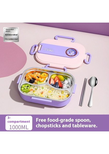 Öğrenci Bölmeli Yemek Tepsisi 316 Paslanmaz Çelik Büyük Kapasiteli Yalıtımlı Yemek Kutusu (Yurt Dışından)