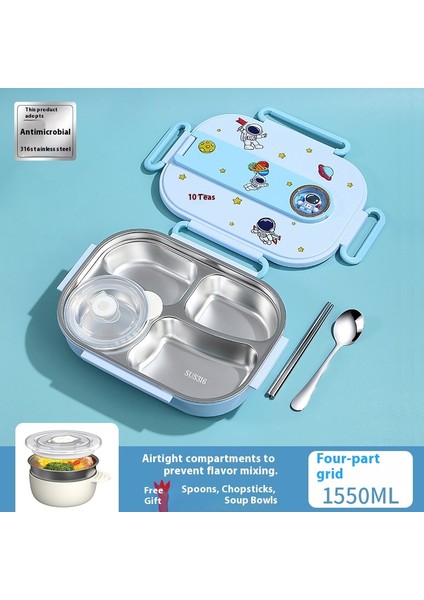 Öğrenci Bölmeli Yemek Tepsisi 316 Paslanmaz Çelik Büyük Kapasiteli Yalıtımlı Yemek Kutusu (Yurt Dışından)