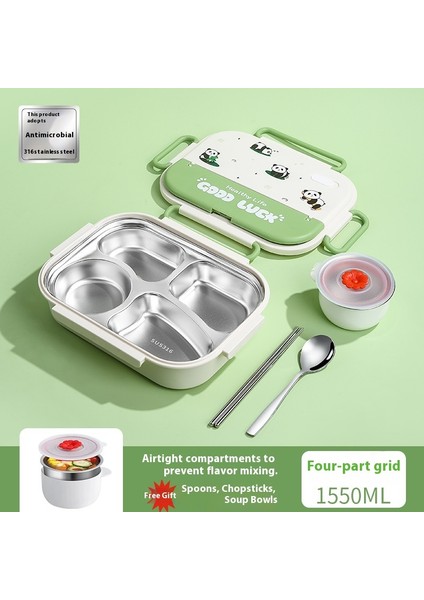 Öğrenci Bölmeli Yemek Tepsisi 316 Paslanmaz Çelik Büyük Kapasiteli Yalıtımlı Yemek Kutusu (Yurt Dışından)