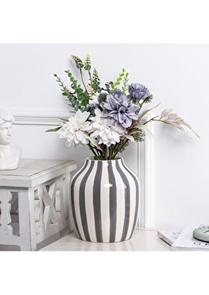 Bevel Vazo 20 cm Gri Seramik Tematik Tasarım ile Şık Dekorasyon