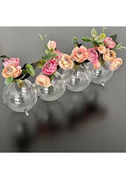 Tırtıl Vazo Üfleme Cam 25 cm Şeffaf Düz Tasarım 4 Lü Set modelleri