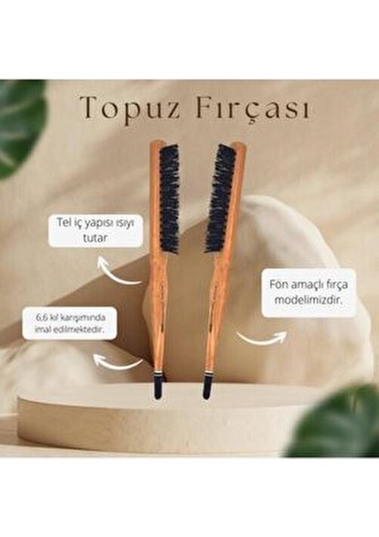 Profesyonel Topuz Fırçası Isıya Dayanıklı Naylon ve Ahşap Sap ile 3033 Model