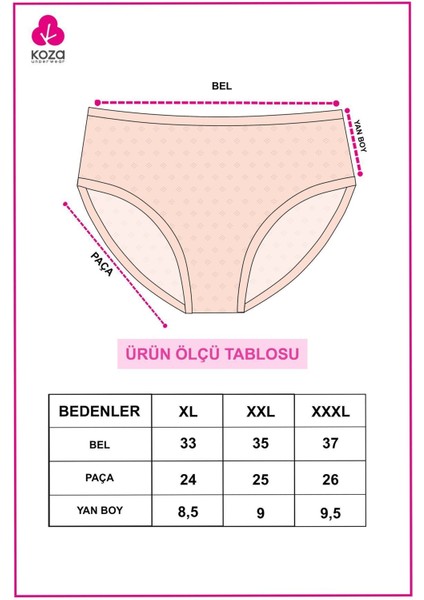 Kadın 3'lü Desenli Jakarlı Pamuklu Yüksek Bel Bato