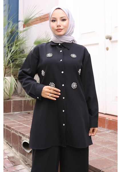 Parıltı Taş Detaylı Takım Siyah 19264 fiyatları