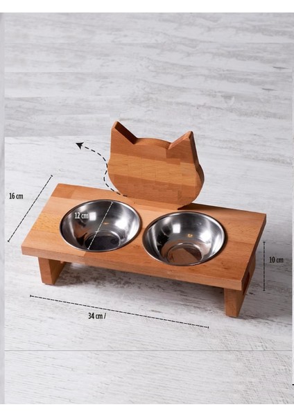 Ahşap, Çelik Kaseli Kedi- Küçük Irk Köpek Mama ve Su Kabı fiyatları