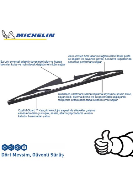 Ford Grand C-Max 2010-2019 Arası Michelin Rainforce™ 40CM 1 Adet Telli Hibrit Arka Silecek indirimleri