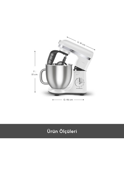 Mastermaid Chef Ultra M2000W Hamur Yoğurma Makinesi Pearl White 7l fiyatları