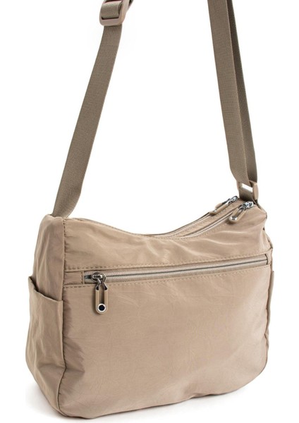 Kadın Çok Cepli Suya Dayanıklı Çapraz ve Omuz Çanta Buruşuk Kumaş Termos Yeri Ayarlanabilir Askı Nude indirimleri