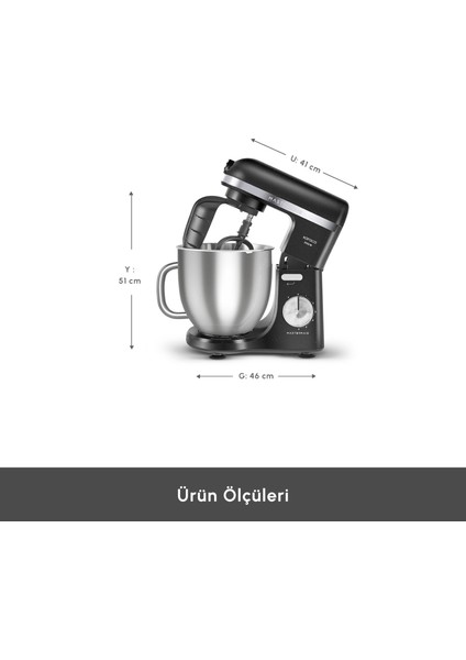 Mastermaid Chef Ultra M2000W Hamur Yoğurma Makinesi Shiny Black 7 L fiyatları