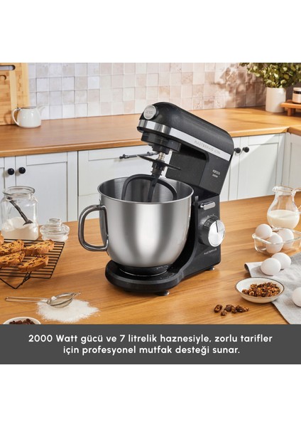 Mastermaid Chef Ultra M2000W Hamur Yoğurma Makinesi Shiny Black 7 L modelleri