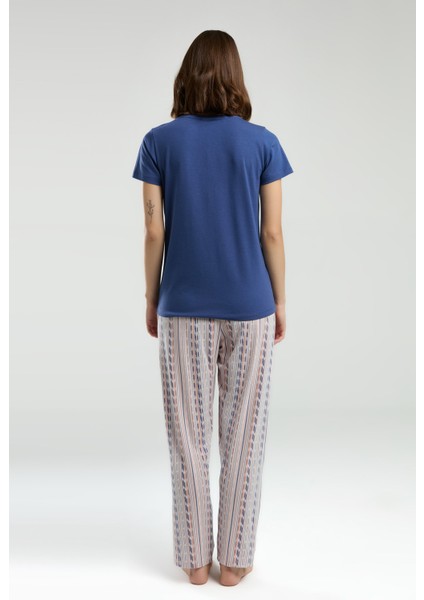 Kadın Indigo Cepli Kısa Kollu Pijama Takımı R.o.8.9.z.e.5.6..l.t. fırsatları