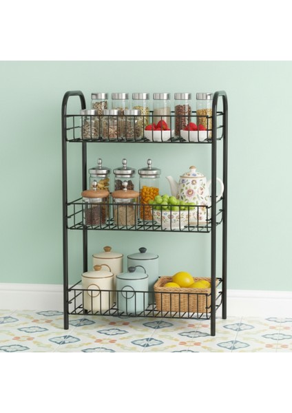 Sebze ve Meyve Sepeti Çok Amaçlı Mutfak Rafı Metal Düzenleyici Raf Çok Amaçlı Sepet Siyah modelleri
