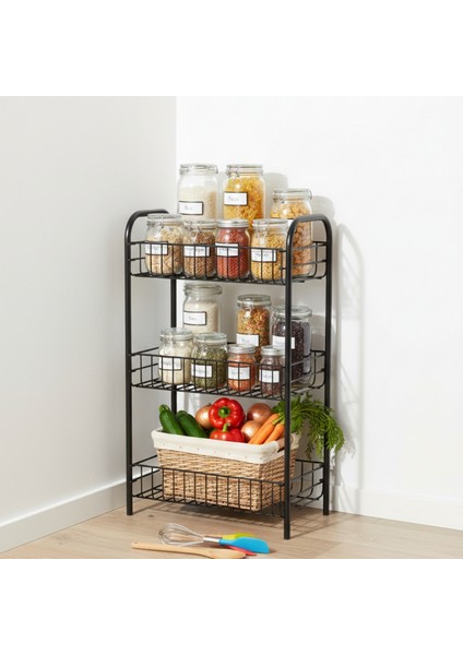 Sebze ve Meyve Sepeti Çok Amaçlı Mutfak Rafı Metal Düzenleyici Raf Çok Amaçlı Sepet Siyah indirimleri