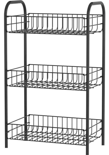 Sebze ve Meyve Sepeti Çok Amaçlı Mutfak Rafı Metal Düzenleyici Raf Çok Amaçlı Sepet Siyah