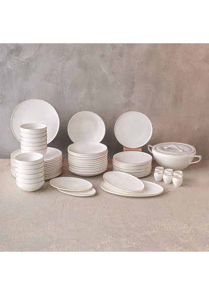 Fine Bone Freya Yuvarlak Gold 60 Parça 12 Kişilik Yemek Takımı
