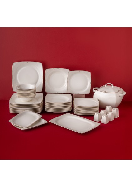 Fine Bone Estiva Gold 61 Parça 12 Kişilik Kare Yemek Takımı