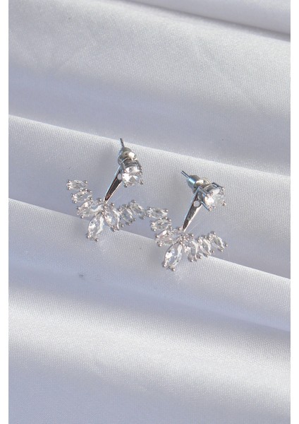 Pirinç Gümüş Renk Zirkon Taşlı V Model Küpe - TJ-BKP9290 fiyatları