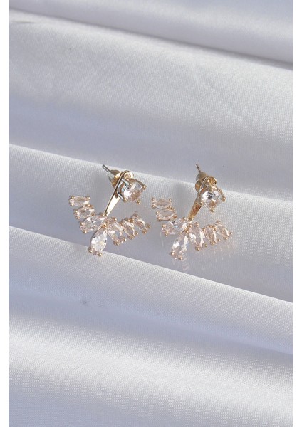 Pirinç Gold Renk Zirkon Taşlı V Model Küpe - TJ-BKP9291 fiyatları