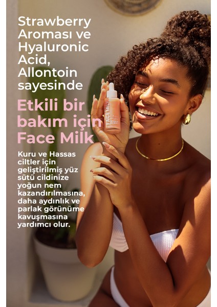 Çilek Özlü Kuru ve Hassas Ciltler İçin Yoğun Nemlendirici Yüz Sütü 150 ml (Hyaluronic Asit, Allontoin) fırsatları