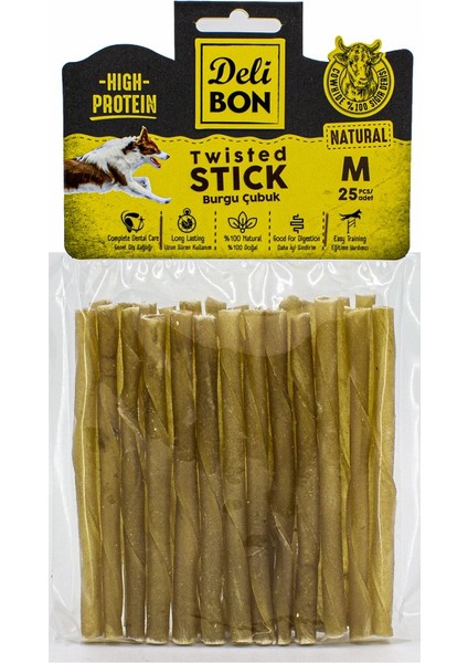 Deri Kalın Burgu Çubuk 25 Adet Natural - Lisinya