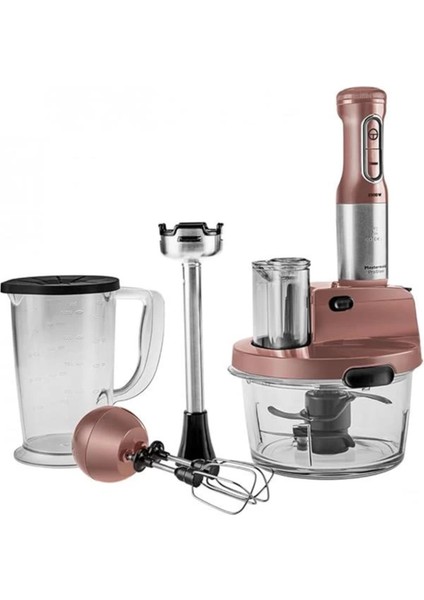 2500W Uzun Blender, 6 Bıçaklı Ayaklı Cam Mutfak Robotu, Rosegold Renk