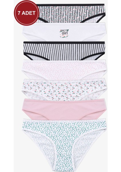 Kadın 7'li Desenli Pamuklu Likralı Külot