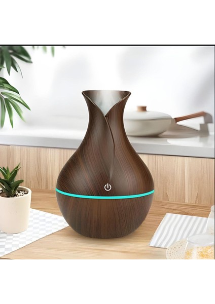 Ultrasonik Hava Nemlendirici Buhar Makinesi 200 ml 7 Renk LED Işıklı Vazo Model Aroma Difüzörü