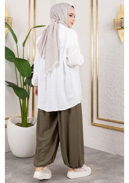 Beli Lastikli Şalvar Pantolon 0001-08 Haki fırsatları