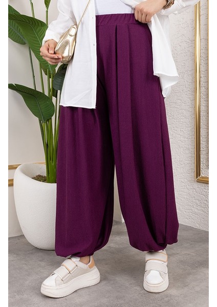 Beli Lastikli Şalvar Pantolon 0001-04 Mürdüm modelleri