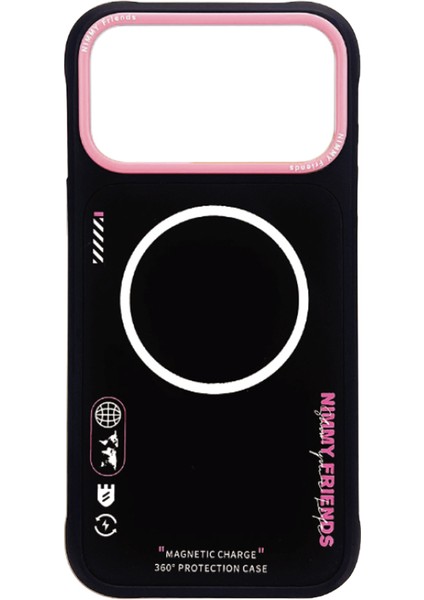 iPhone 17 Pro Max Uyumlu Magsafe Özellikli Çift Renk Detaylı Cool Cute 2.0 Tasarım Kılıf 01B