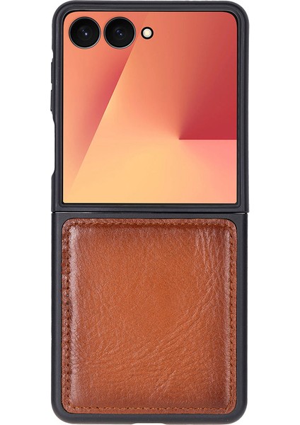 Bloomcase Flex Cool Tan Hakiki Deri Samsung Galaxy Z Flip 7 Kılıf(6.9"-4.1")
