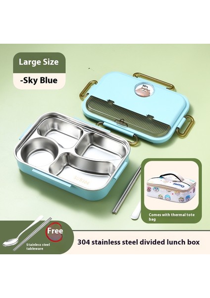 Karikatür Kare Öğrenci Paslanmaz Çelik Yalıtımlı Beslenme Çantası (Yurt Dışından)