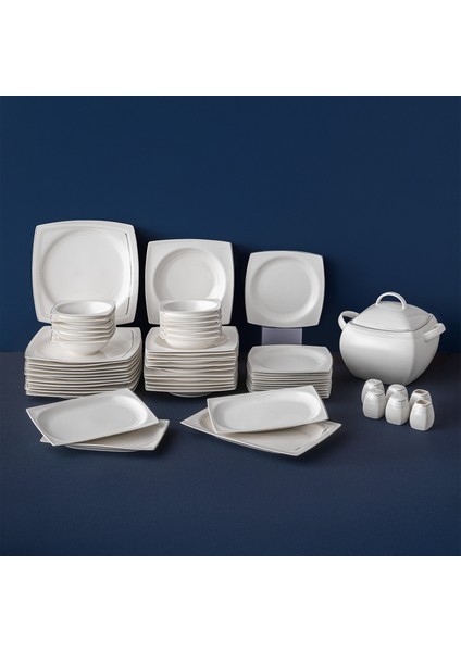 Fine Bone Zencerek 60 Parça 12 Kişilik Yemek Takımı Kare