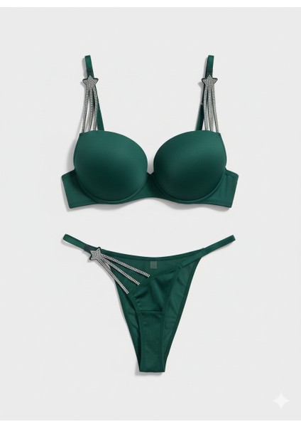 Trend Yıldız Taşlı Push-Up Sütyen & String Takım - Beyaz, Kırmızı, Siyah, Yeşil, Bordo indirimleri