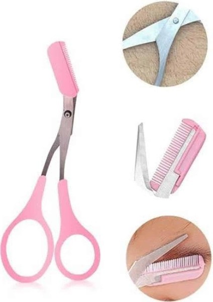 Zeroshop Taraklı Kaş Bıyık Makası ve Kaş Ustura Seti Kaş Bıyık Tüy Alma Epilasyon Aleti 2'li Set